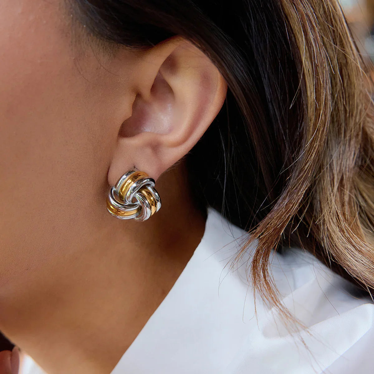 [Royal&Vicky]Avielle Klobige Goldknoten-Ohrringe