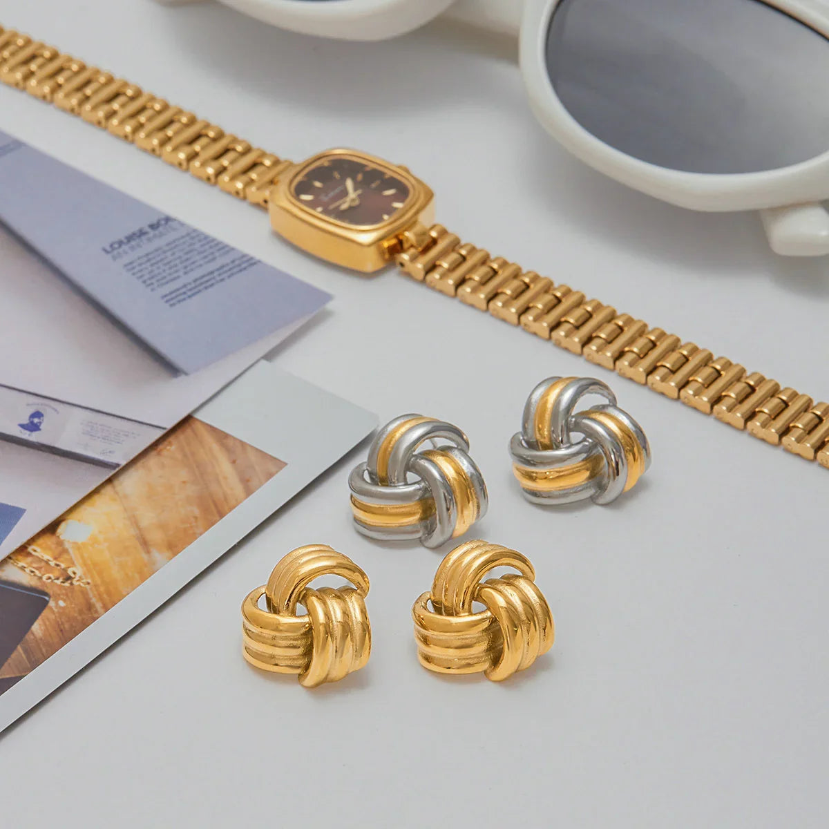 [Royal&Vicky]Avielle Klobige Goldknoten-Ohrringe
