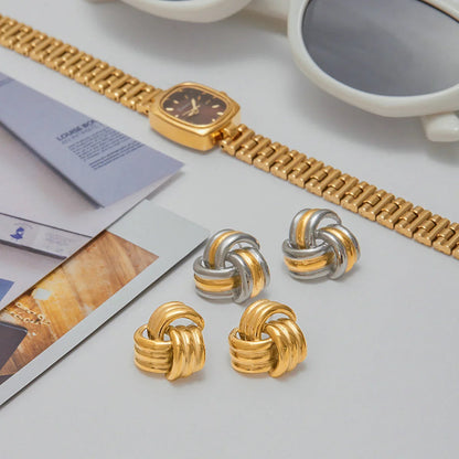 [Royal&Vicky]Avielle Klobige Goldknoten-Ohrringe