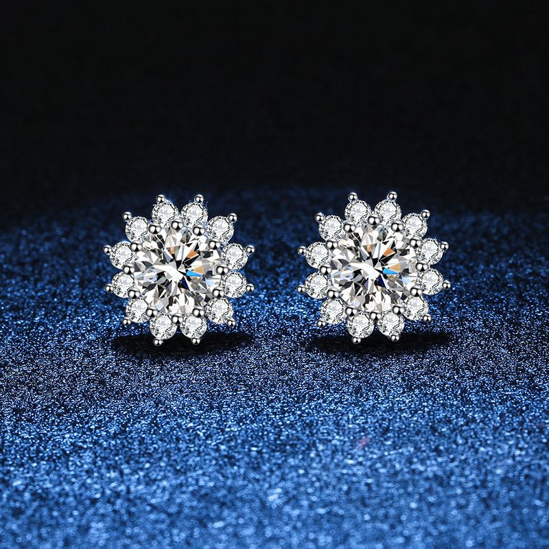 [Royal&Vicky]BLOOMING SUNFLOWER MOISSANITE STUD EARRINGS