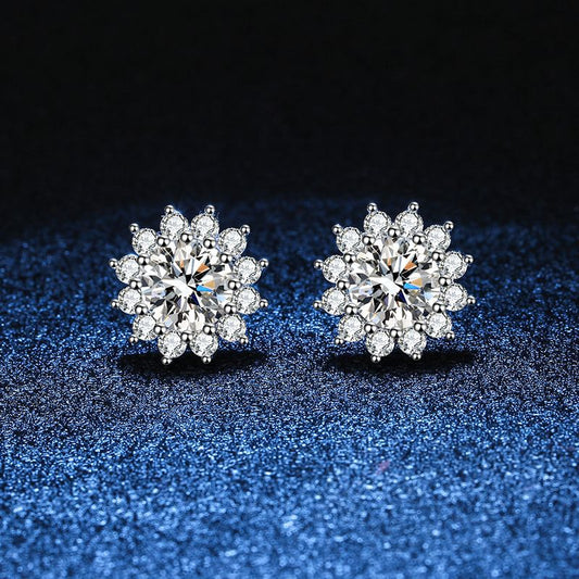 [Royal&Vicky]BLOOMING SUNFLOWER MOISSANITE STUD EARRINGS