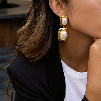 [Royal&Vicky]Trixie Chunky Pearl Drop Earrings