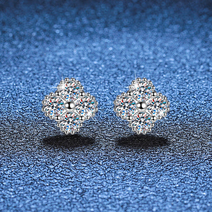 [Royal&Vicky]ELEGANT FOUR-LEAF CLOVER MOISSANITE STUD EARRINGS