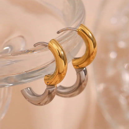 [Royal&Vicky]Ingrid Two Tone Hoop Earring