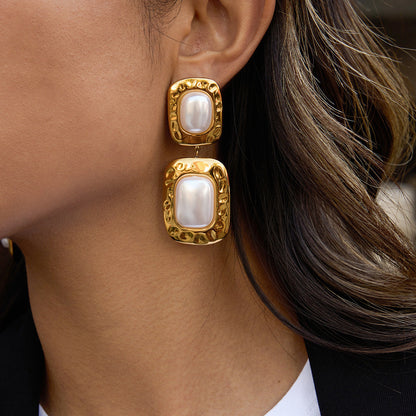 [Royal&Vicky]Trixie Chunky Pearl Drop Earrings