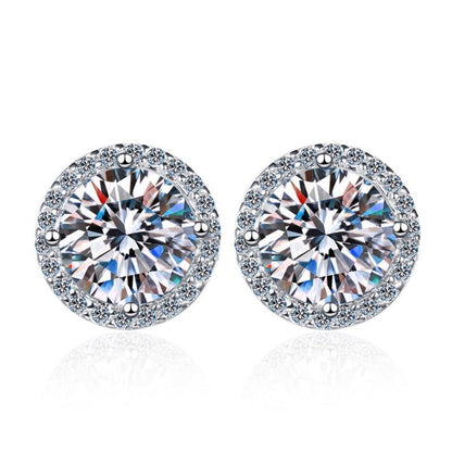 [Royal&Vicky]CLASSIC 4-PRONG ROUND MOISSANITE STUD EARRINGS
