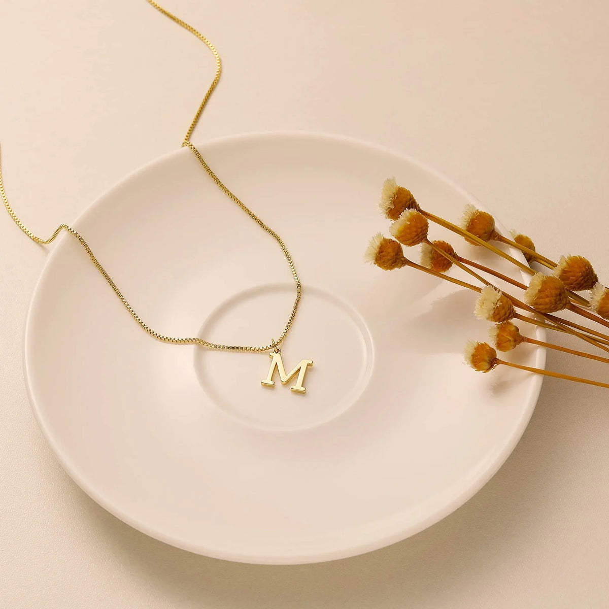 [Royal&Vicky]Therese Letter Initial Gold Necklace