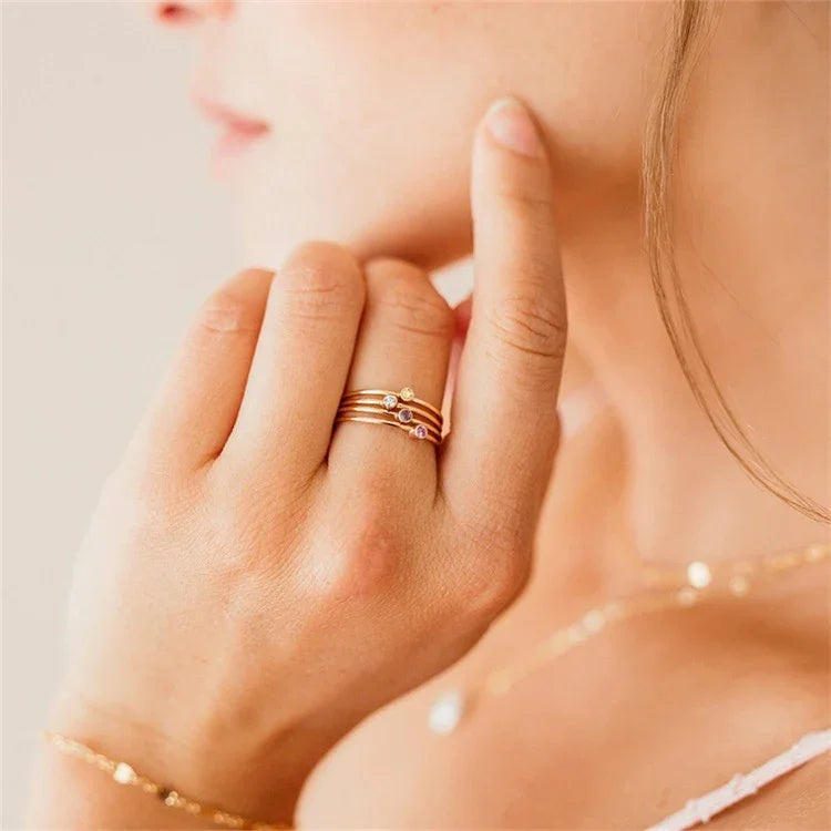 [Royal&Vicky]Amelia Birthstone Stacker Ring