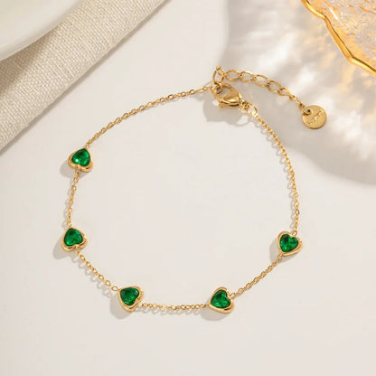 [Royal&Vicky]Francia Armband mit grünem Herz