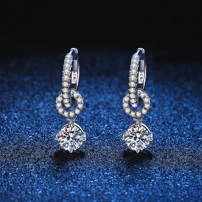 [Royal&Vicky]INTERLOCKING DOUBLE RING MOISSANITE DROP EARRINGS