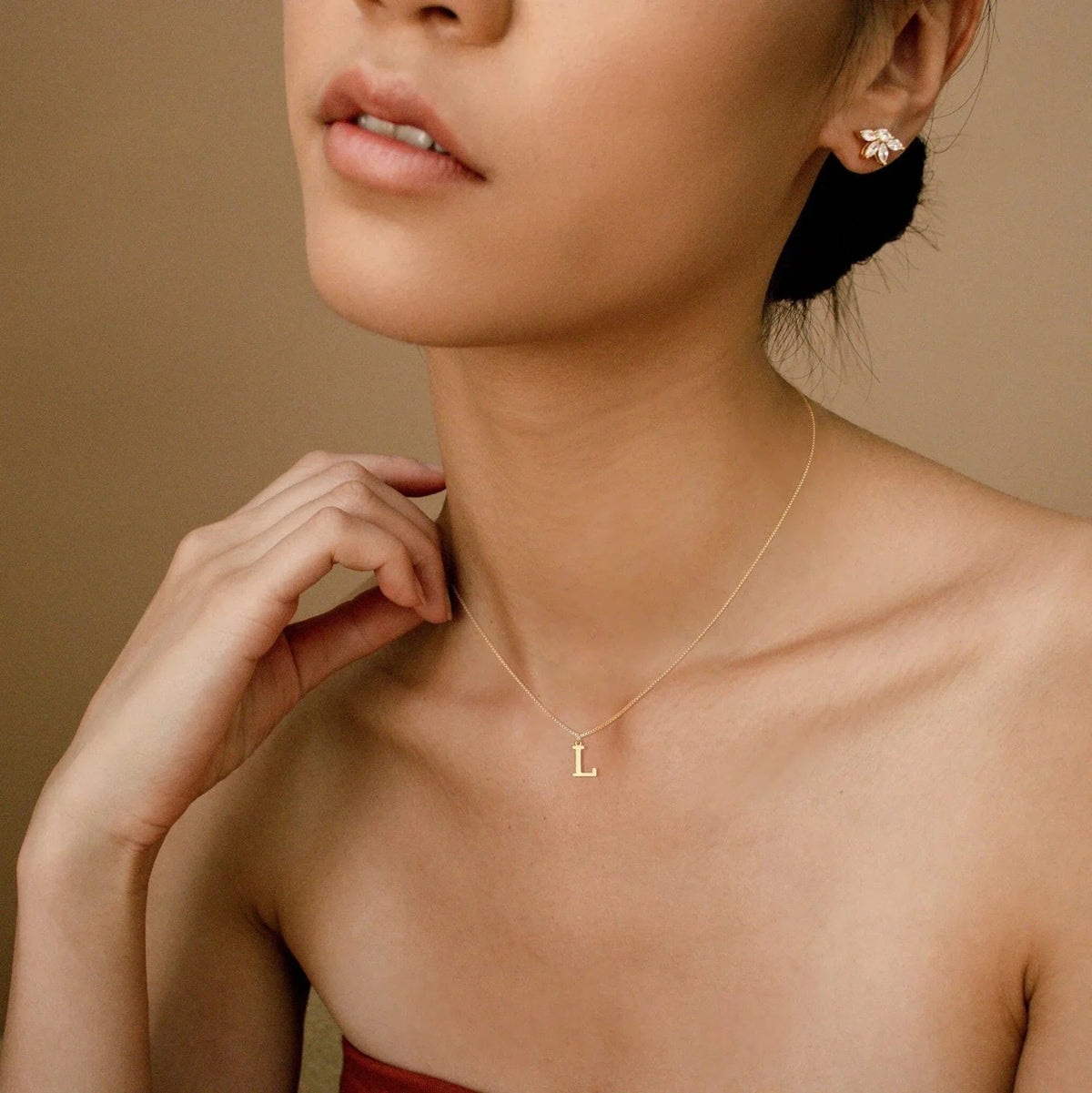 [Royal&Vicky]Therese Letter Initial Gold Necklace