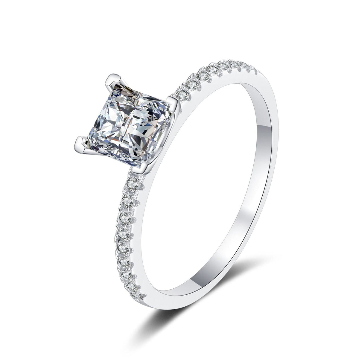 [Leaves]エレガントなプリンセスカット モアッサナイト婚約指輪