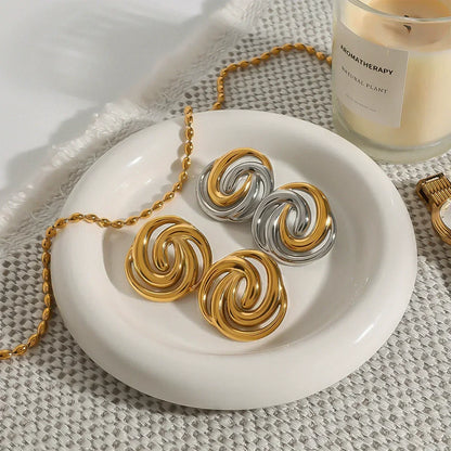 [Royal&Vicky]Janice Triple Spiral Goldohrringe