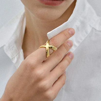 [Royal&Vicky]Goldener Kreuzring Carolyn