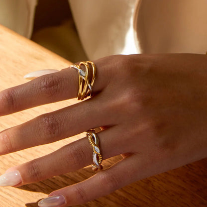 [Royal&Vicky]Nerisse Two-Tone Twist Ring