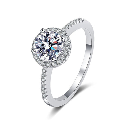 [Royal&Vicky]RADIANT ROUND HALO MOISSANITE ENGAGEMENT RING