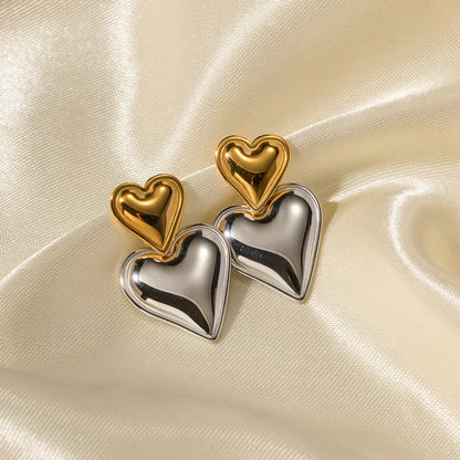 [Royal&Vicky]Zofia zweifarbige Herzohrringe