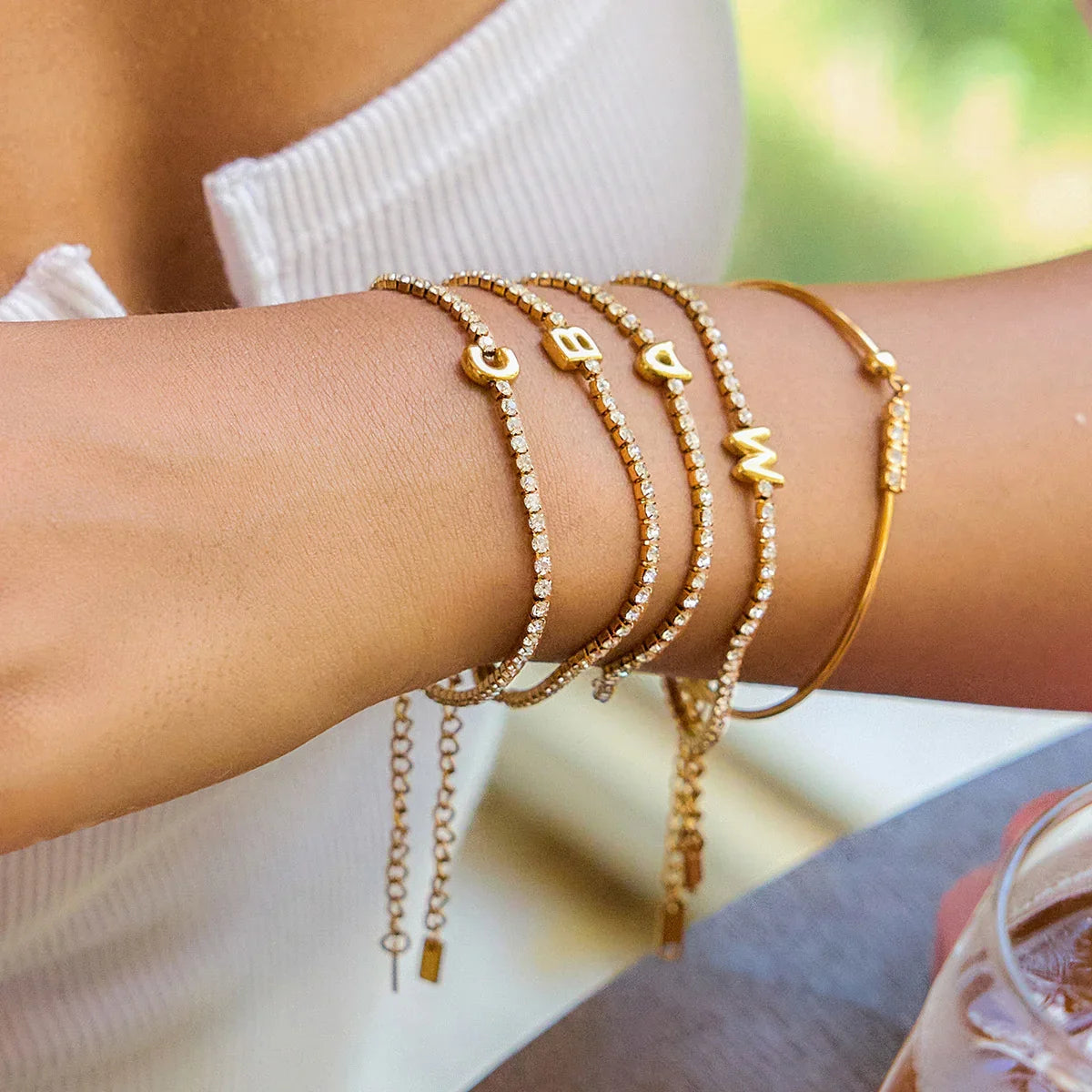 [Royal&Vicky]Avaria Bubble Letter Tennis Bracelet