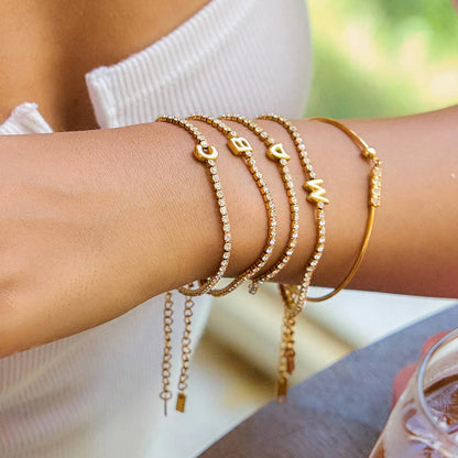 [Royal&Vicky]Avaria Bubble Letter Tennis Bracelet