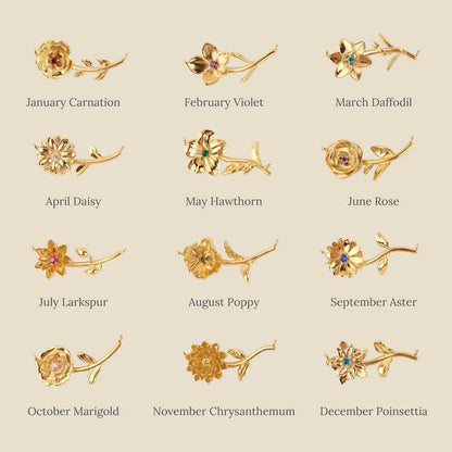 [Royal&Vicky]Maribelle Birth Flower Gold Necklace