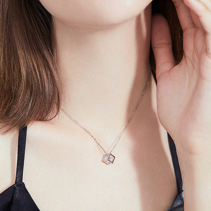 [Royal&Vicky]GEOMETRIC SUGAR-CUBE MOISSANITE NECKLACE