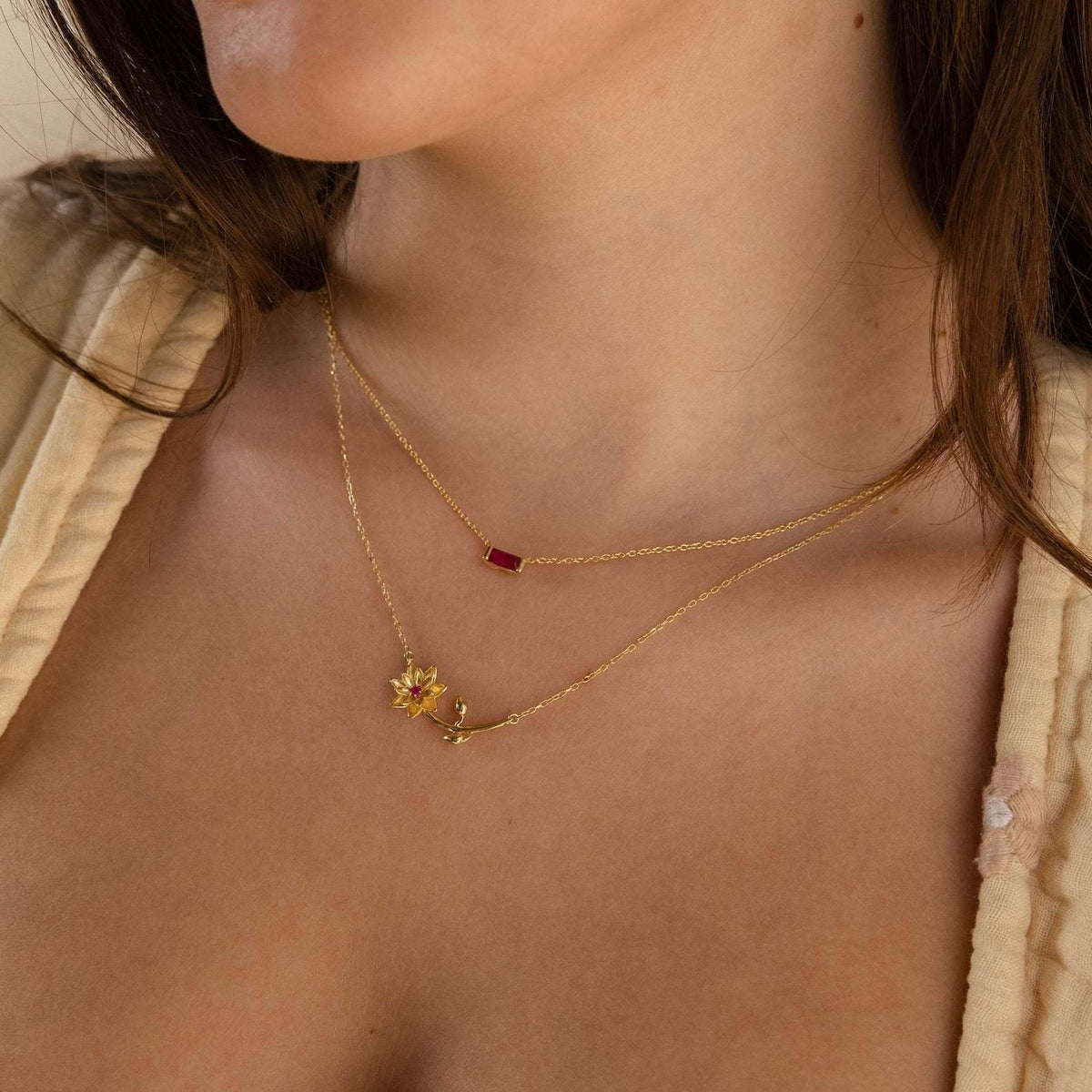 [Royal&Vicky]Maribelle Birth Flower Gold Necklace