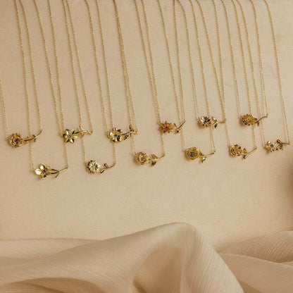 [Royal&Vicky]Maribelle Birth Flower Gold Necklace