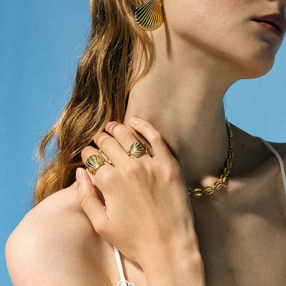 [Royal&Vicky]Nicole Muschel-Ohrringe Gold