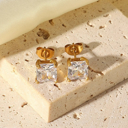 [Royal&Vicky]Goldene Solitaire-Ohrringe März