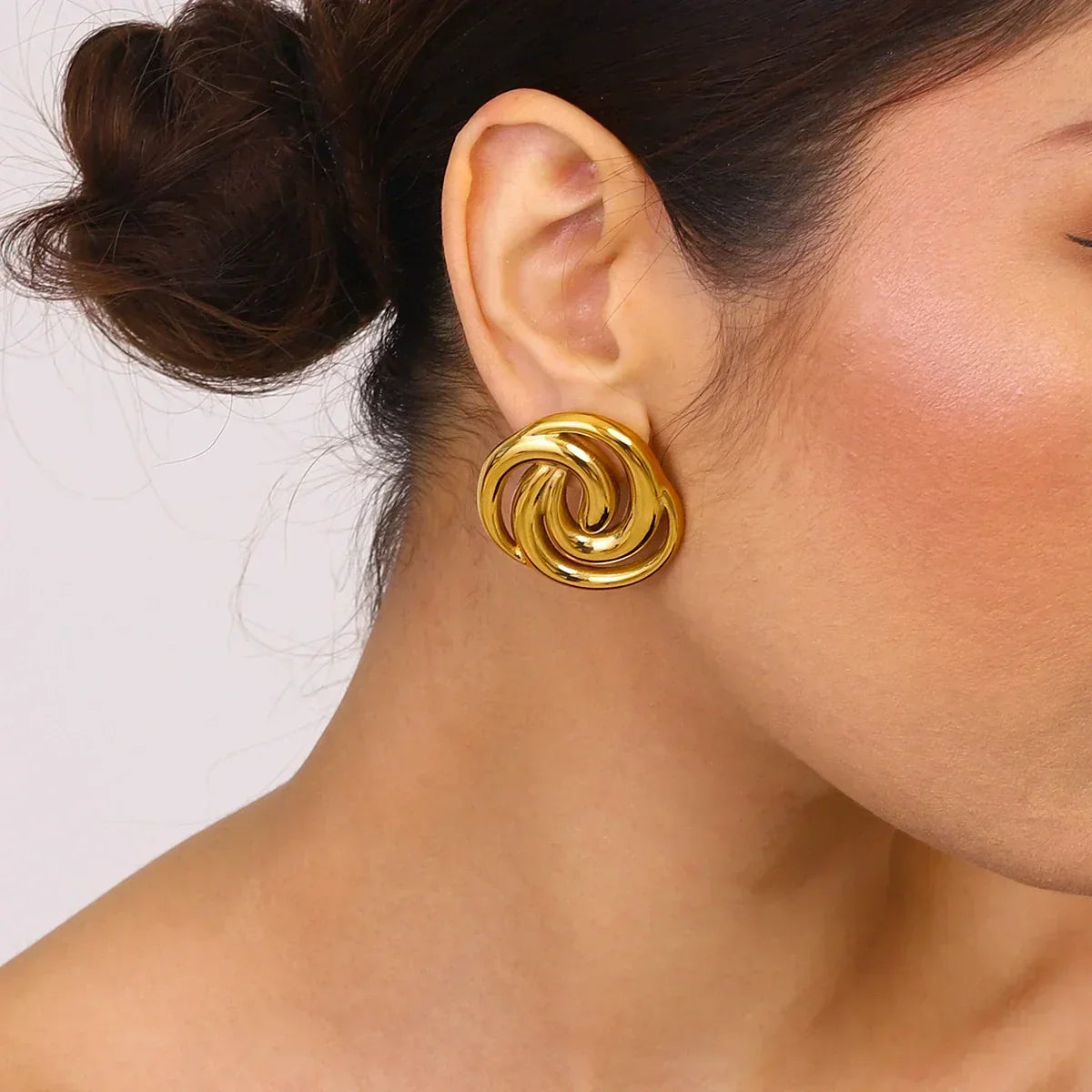 [Royal&Vicky]Janice Triple Spiral Goldohrringe