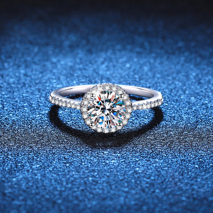 [Royal&Vicky]RADIANT ROUND HALO MOISSANITE ENGAGEMENT RING