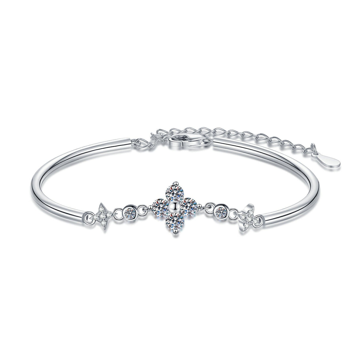 [Royal&Vicky]CLOVER & TWIN-STAR MOISSANITE BRACELET