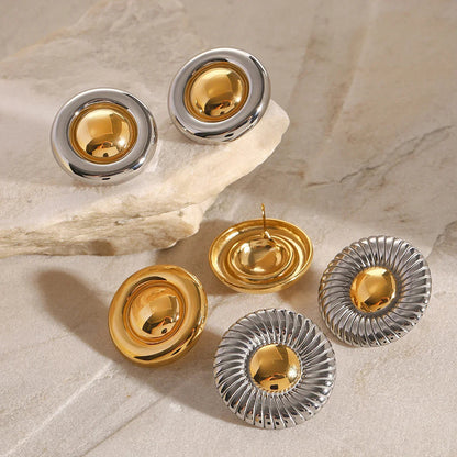 [Royal&Vicky]Summers Gold-Ohrringe mit Knopfdesign