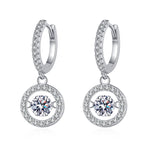 [Royal&Vicky]DANCING MOISSANITE HALO DROP HOOP EARRINGS