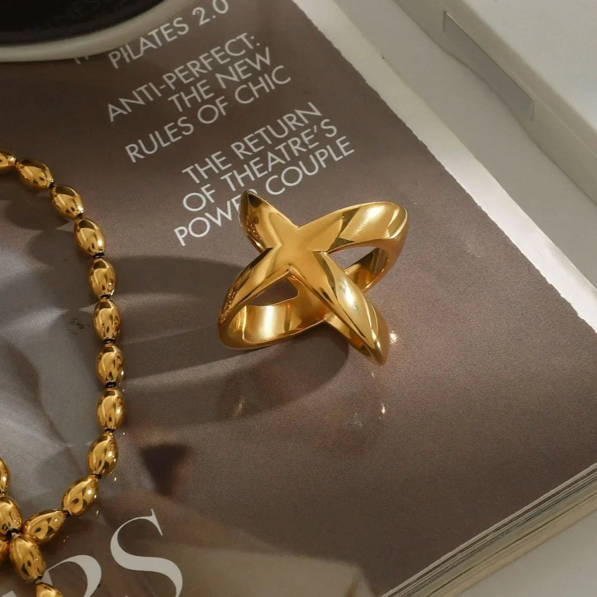 [Royal&Vicky]Goldener Kreuzring Carolyn