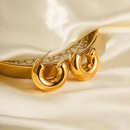 {"[Royal&Vicky]Natalia Chunky Gold Hoops"}