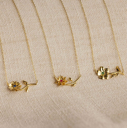 [Royal&Vicky]Maribelle Birth Flower Gold Necklace