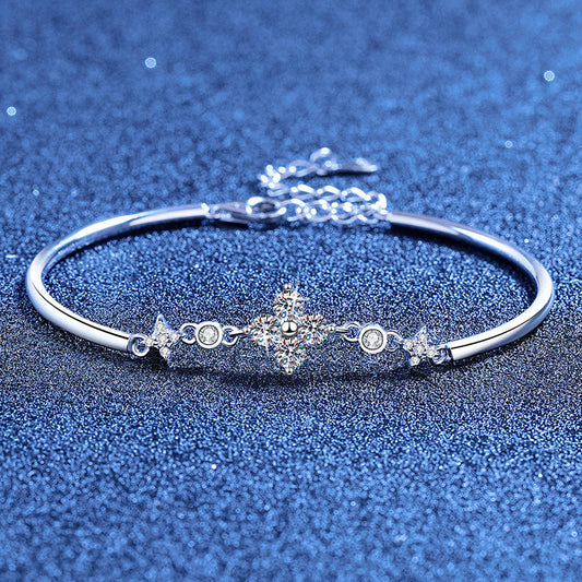 [Royal&Vicky]CLOVER & TWIN-STAR MOISSANITE BRACELET
