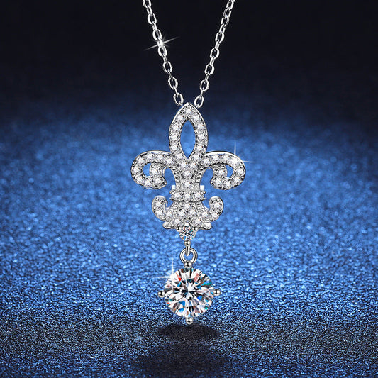 [Royal&Vicky]ROYAL FLEUR-DE-LIS MOISSANITE PENDANT NECKLACE