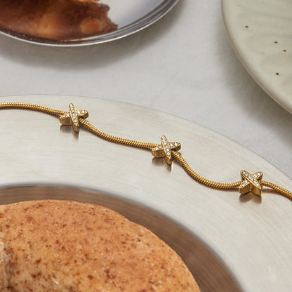[Royal&Vicky]Brienne Diamant-Kreuz-Fischgrätenarmband