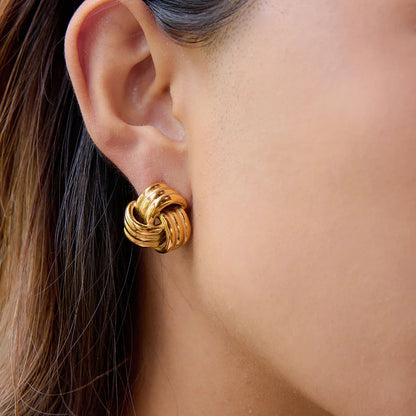 [Royal&Vicky]Avielle Klobige Goldknoten-Ohrringe