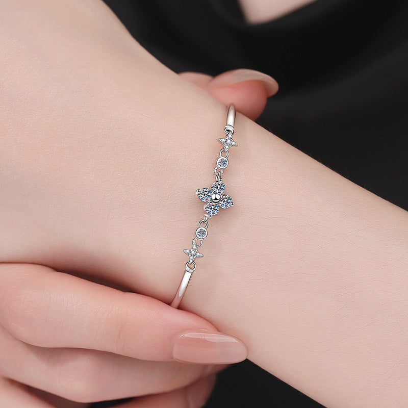 [Royal&Vicky]CLOVER & TWIN-STAR MOISSANITE BRACELET