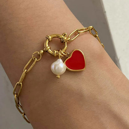 [Royal&Vicky]Tanya Heart Pearl Bracelet