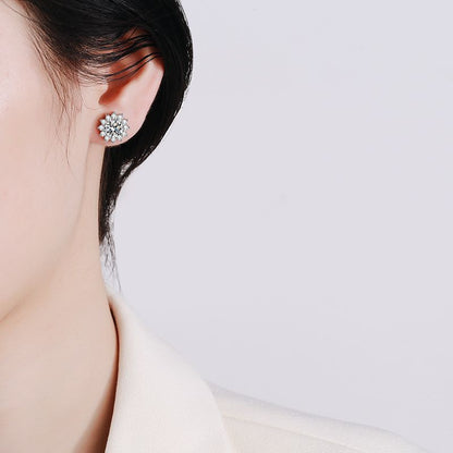 [Royal&Vicky]BLOOMING SUNFLOWER MOISSANITE STUD EARRINGS