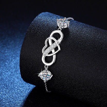 [Royal&Vicky]DOUBLE-STONE "LOVE LINK" MOISSANITE BRACELET