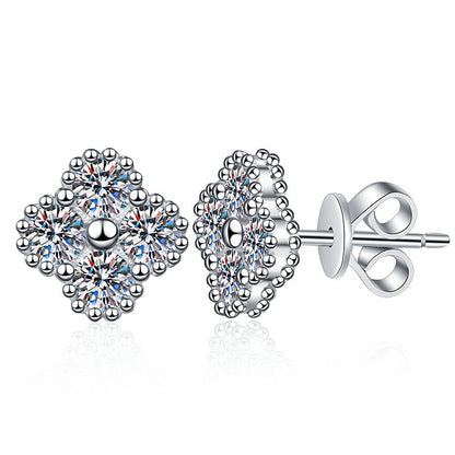 [Royal&Vicky]ELEGANT FOUR-LEAF CLOVER MOISSANITE STUD EARRINGS
