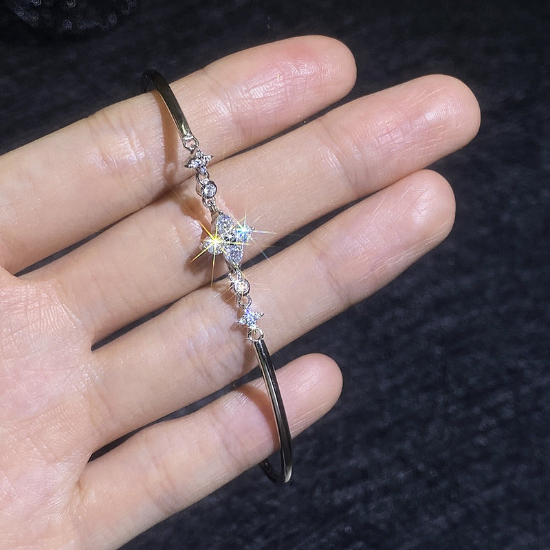 [Royal&Vicky]CLOVER & TWIN-STAR MOISSANITE BRACELET