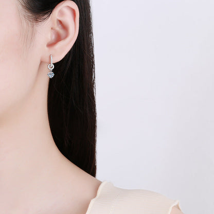 [Royal&Vicky]INTERLOCKING DOUBLE RING MOISSANITE DROP EARRINGS