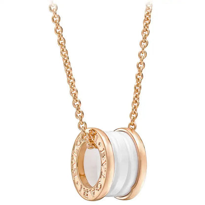 [ROYAL]ZERO 1 WHITE CERAMIC PINK GOLD DIAMOND NECKLACE