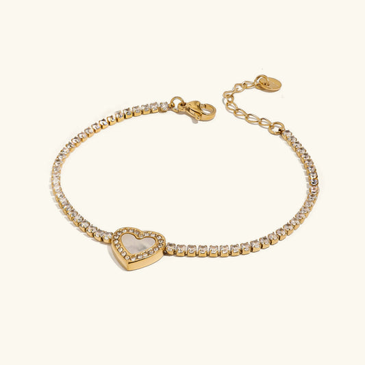 [Royal&Vicky]Cameron Diamond Heart Tennis Bracelet